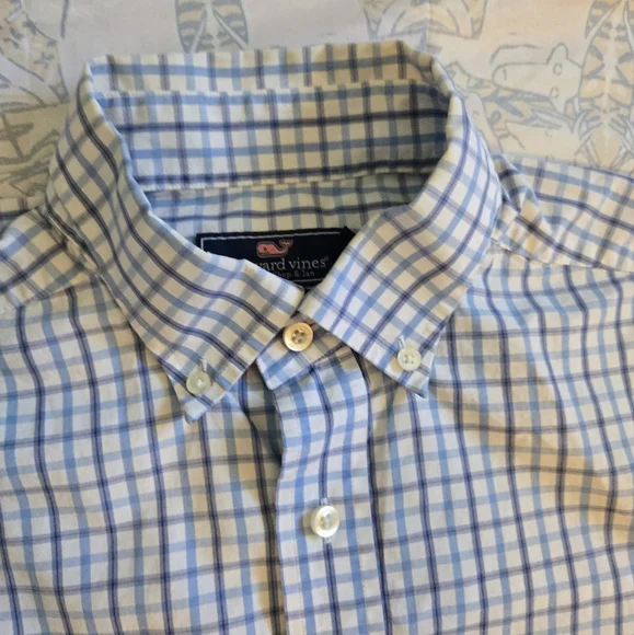 Vineyard Vines Classic Fit Murray Shirt Blue Plaid Button Down Pocket Shirt Med - Picture 5 of 8